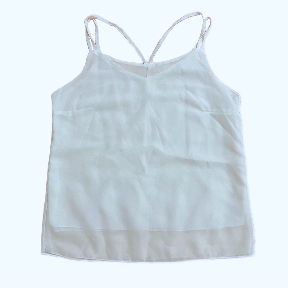 Women’s Chiffon V-Neck Double-Strap Layered Cami Tops Sleeveless Basic Tank Tops